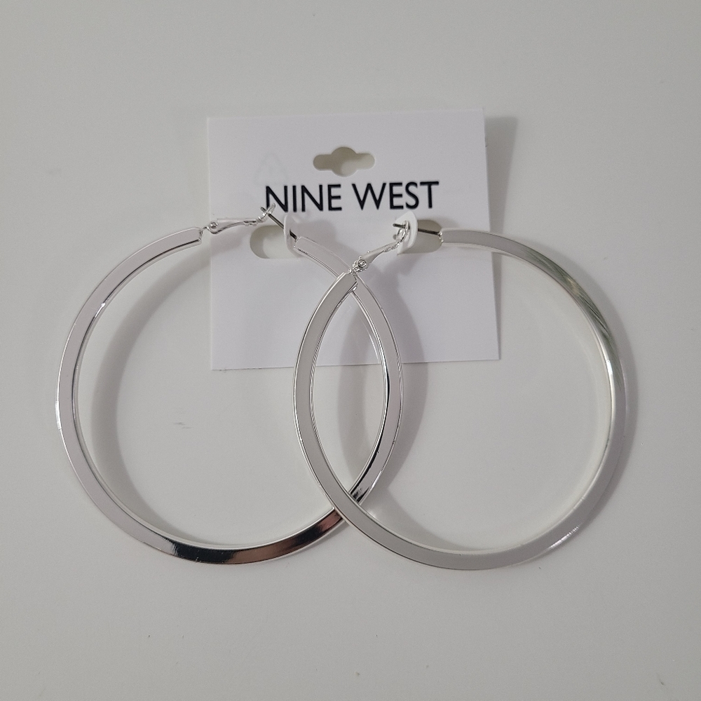 Nine West silver large hoop earrings